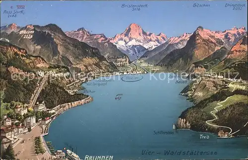 Brunnen Vierwaldstaettersee SZ mit Alpen Panoramakarte