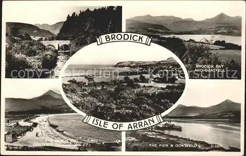 Brodick Rosa Burn Bay Goatfell Height Beach Pier Valentine s Post Card Kat. Isel of Arran