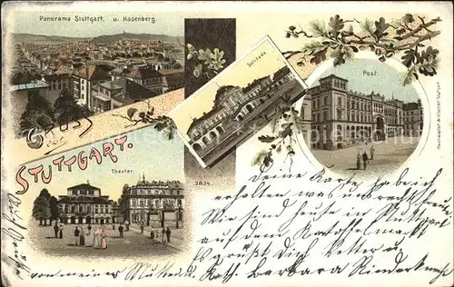 Stuttgart Panorama Hasenberg Schloss Solitude Postgebaeude Theater Kat. Stuttgart