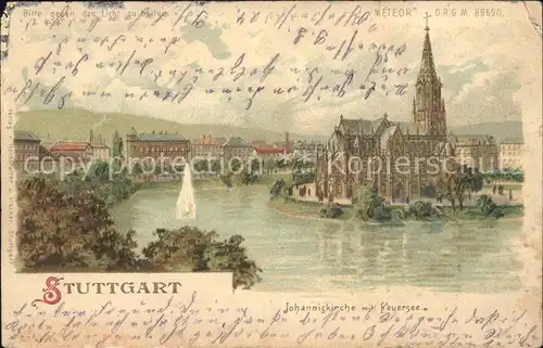 Stuttgart Johanniskirche mit Feuersee Kat. Stuttgart