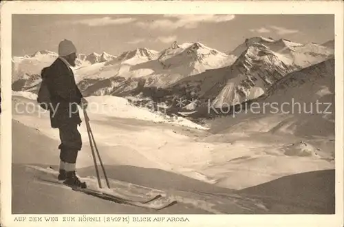 Arosa GR Auf dem Weg zum Hoernli mit Arosablick Kat. Arosa