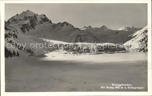 Roseg Gletscher mit Piz Roseg und Sellagruppe