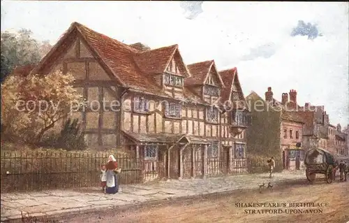 Stratford Upon Avon Shakespear s Birthplace House Salmon Series Kuenstlerkarte Kat. Grossbritannien