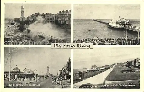Herne Bay Rough Sea Pier Clock Tower Bandstand King's Hall Promenade / City of Canterbury /