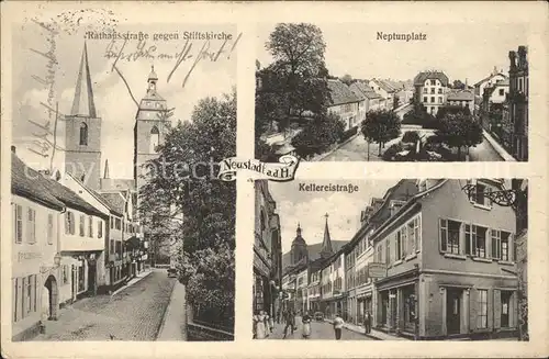 Neustadt Haardt Rathausstrasse Stiftskirche Neptunplatz Kellereistrasse Kat. Neustadt an der Weinstr.