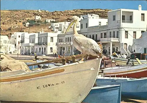 Mykonos Kykladeninsel aegaeis Hafenpartie Pelikan Kat. 