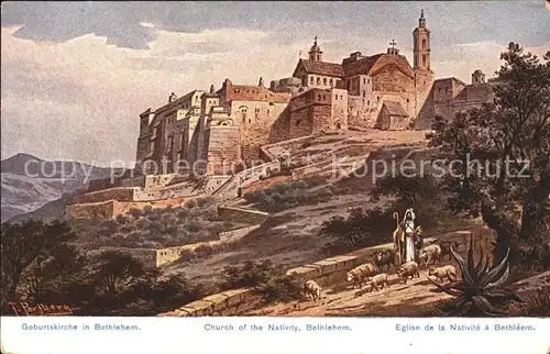 Bethlehem Yerushalayim Eglise de la Nativite Geburtskirche Kuenstlerkarte Serie 782 Palaestina No. 40 Kat. Bethlehem