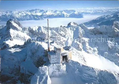 Saentis AR Bergstation Altmann Nebelmeer St. Galler Rheintal Schesaplana Buendneralpen Kat. Saentis