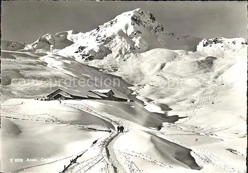 Arosa GR Skispuren Haeuser Kat. Arosa