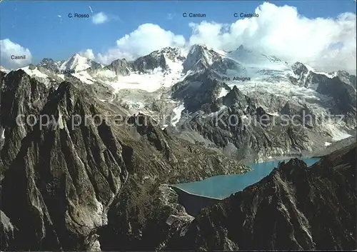 Bregaglia Lago da Albigna Capanna Albigna Cantun Castello Rosso Casni Kat. Bergell