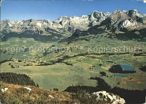 Obertoggenburg Blick vom Kaeserruck auf Saentiskette Schwendisee Wildhaus Unterwasser Kat. Wildhaus