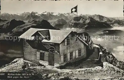 Mythen SZ Mythen Kulm mit Alpenblick Kat. Brunnen