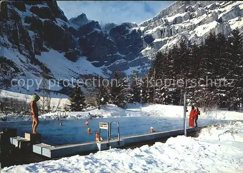 Leukerbad Thermalfreibad im Winter mit Gemmipass Kat. Loeche les Bains