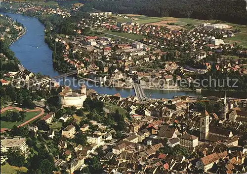 Schaffhausen SH mit Munot und Rhein Fliegeraufnahme Kat. Schaffhausen