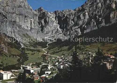 Leukerbad mit Gemmipass und Gemmiweg Kat. Loeche les Bains