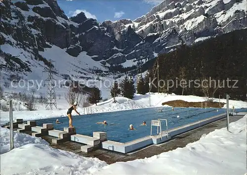 Leukerbad Schwimmbad im Winter Kat. Loeche les Bains