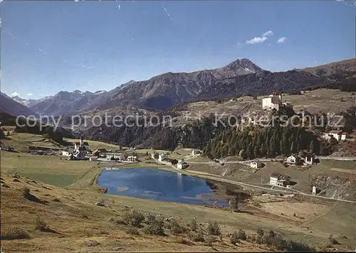 Fontana GR mit Schloss Tarasp Flueela Schwarzhorn und Mot del Horn / Tarasp /Bz. Inn