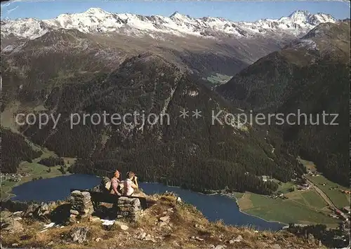 Davos Parsenn GR Panoramaweg Davosersee Flueelatal Pischahorn und Flueela Weisshorn / Davos /Bz. Praettigau-Davos