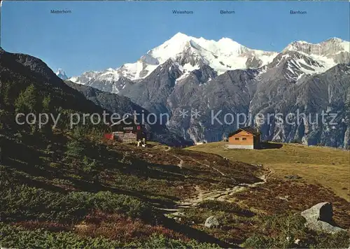 Graechen VS Hannigalp mit Matterhorn Weisshorn Kat. Graechen