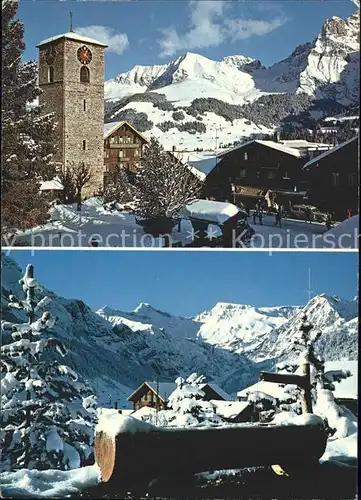 Adelboden Kirche Bonderspitz Versneiter Brunnen Wildstrubel Kat. Adelboden