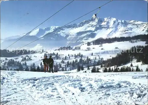 Amden SG Blick zum Mattstock Skilift Kat. Amden