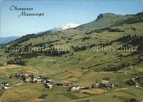 Misanenga Obersaxen mit Piz Mundaun Fliegeraufnahme / Obersaxen /Bz. Surselva