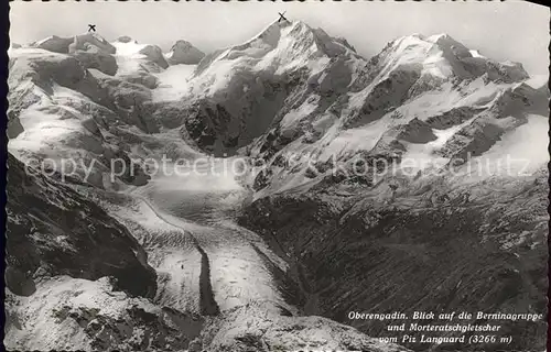 Oberengadin GR Blick Berninagruppe Morteratschgletscher Piz Langurard / St Moritz /Bz. Maloja