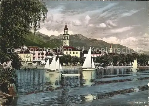 Ascona TI Segelboote Kirche Kat. Ascona