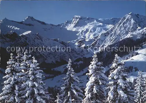 Adelboden Winteridyll mit Tierhoernli Steghorn Wildstrubel Fitzer Kat. Adelboden