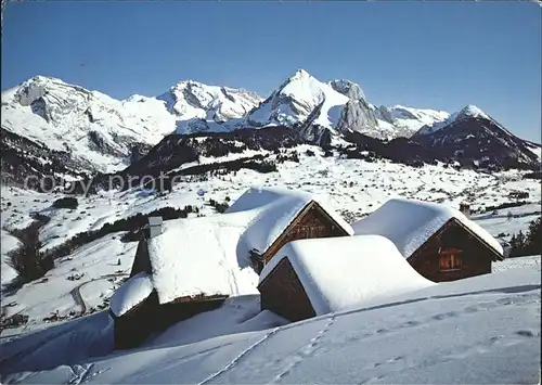 Stoos SZ mit Saentis und Schafberg Kat. Stoos