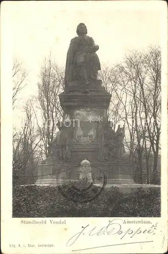 Amsterdam Niederlande Standbeeld Vondel Kat. Amsterdam