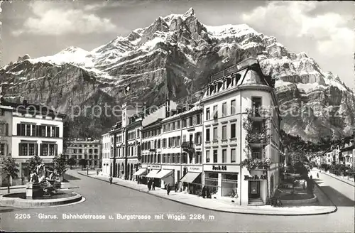 Glarus GL Bahnhofstrasse und Burgstrasse mit Wiggis Kat. Glarus