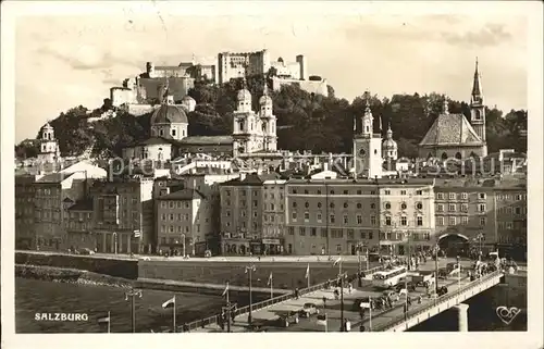 Salzburg Oesterreich Staatsbruecke mit Altstadt Kat. Salzburg