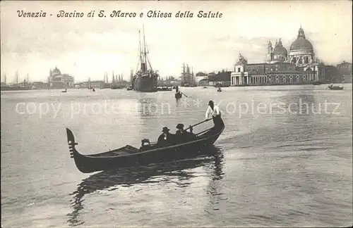 Venezia Venedig Bacino di S Marco e Chiesa della Salute Gondoliere Kat. 