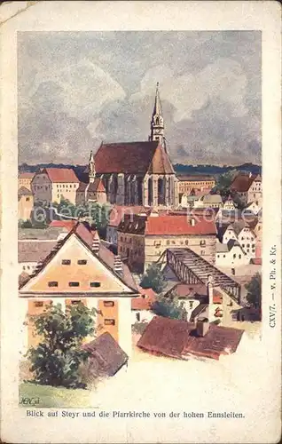 Steyr Enns Oberoesterreich Pfarrkirche Kuenstlerkarte Kat. Steyr