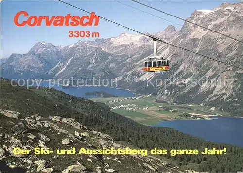 Corvatsch Silvaplana GR Luftseilbahn mit Oberengadiner Seen Kat. Silvaplana