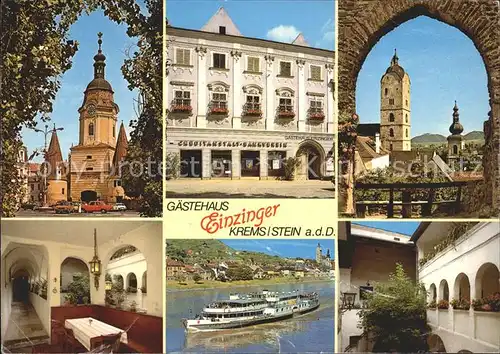 Stein Donau Gaestehaus Einzinger Kirche Ausflugsdampfer Kat. Krems an der Donau