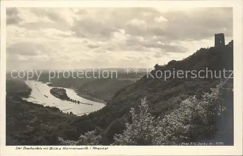 Foto Zeitz F.G. Nr. 1075 Drachenfels Nonnenwerth Rheintal Kat. Berchtesgaden