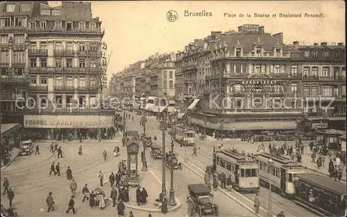 Bruxelles Bruessel Place de la Bourse et Boulevard Anspach Tram Kat. 