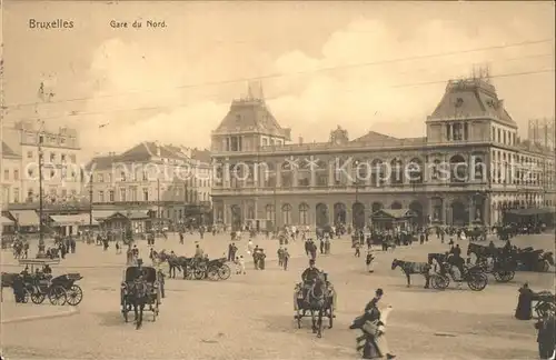 Bruxelles Bruessel Gare du Nord Nordbahnhof Pferdekutsche Kat. 