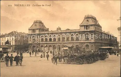 Bruxelles Bruessel Gare du Nord Nordbahnhof Pferdekutschen Kat. 