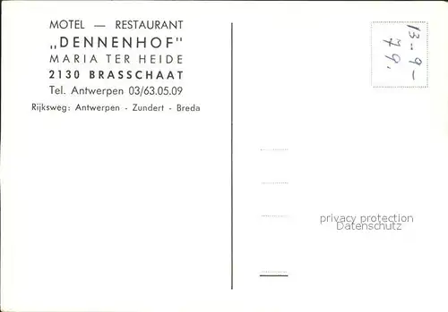 Brasschaat Motel Restaurant Dennenhof Kat. 