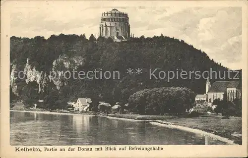 Kehlheim Regensburg Partie an der Donau mit Blick auf die Befreiungshalle