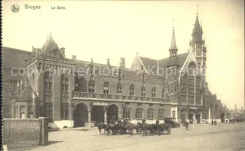 Bruges Flandre La Gare Bahnhof Pferdekutschen Kat. 