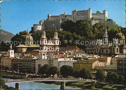 Salzburg Oesterreich Altstadt mit Schlossblick Kat. Salzburg