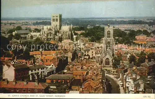 Norwich UK St. Johns Church and St. Giles Street Kat. Norwich