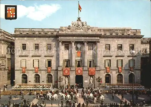 Barcelona Cataluna Fachada del Ayuntamiento Rathaus Parade Kat. Barcelona