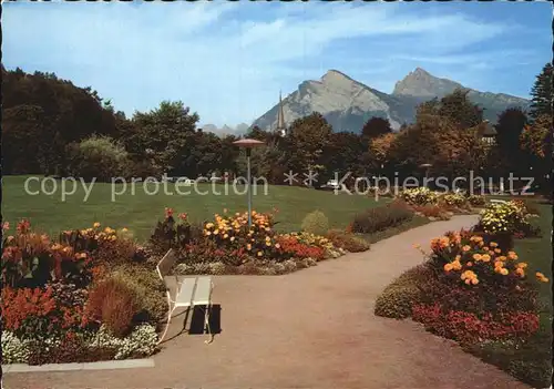 Bad Ragaz Kurpark mit Gonzen und Alvier Appenzeller Alpen Kat. Bad Ragaz