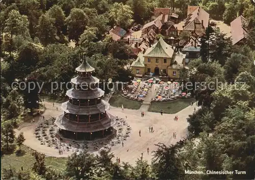 Muenchen Chinesischer Turm Fliegeraufnahme Kat. Muenchen