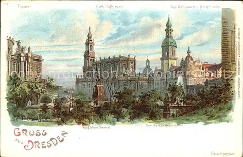 Dresden Theater Katholische Hofkirche Koenigliches Schloss Hauptwache Kat. Dresden Elbe